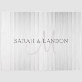 Eleganter Name Monogram & Dünne graue Streifen Seidenpapier