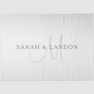Eleganter Name Monogram & Dünne graue Streifen Seidenpapier