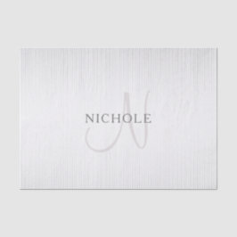 Eleganter Name Monogram & Thin Gray Ombre Streifen Seidenpapier