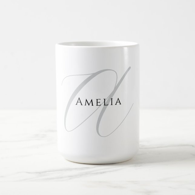 Eleganter Name Monogramm Anfangsbuchstabe Kalligra Kaffeetasse (Mittel)