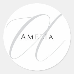 Eleganter Name Monogramm Anfangsbuchstabe Kalligra Runder Aufkleber