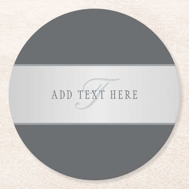 Eleganter Name & Monogramm-Buchstabe (oder anderer Runder Pappuntersetzer (Vorderseite)