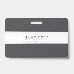 Eleganter Name & Monogramm Dunkel- & Hellgrau Ausweis