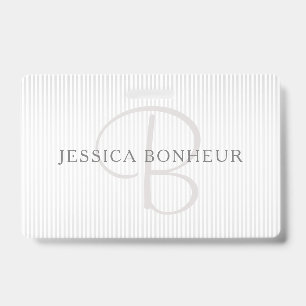 Eleganter Name Monogramm & dünne graue Ombre-Strei Ausweis