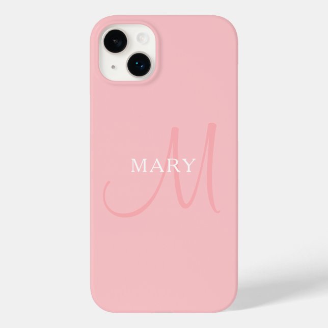 Eleganter Name Monogramm | Hellrosa Case-Mate iPhone 14 Plus Hülle (Rückseite)