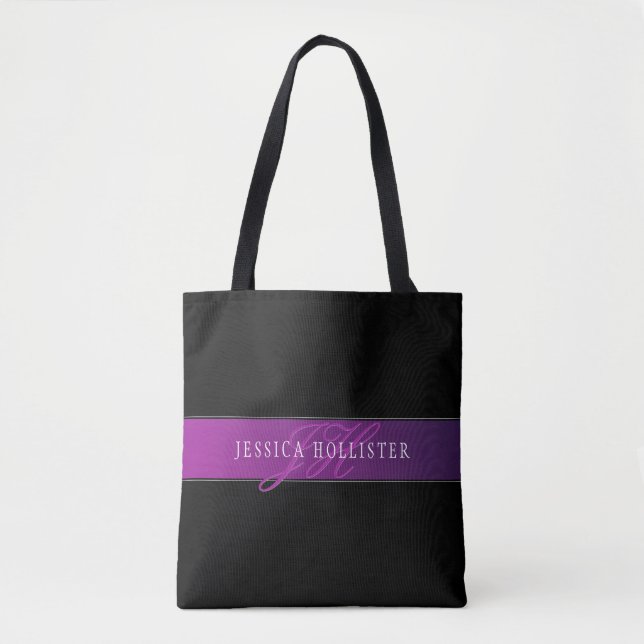 Eleganter Name & monogrammierte Initiale/n Tasche (Vorderseite)