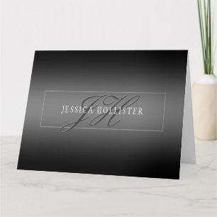 Eleganter Name & monogrammierte Initialen Schwar Karte