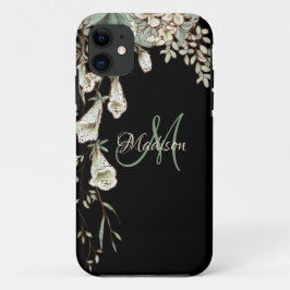 Eleganter Name Schwarzer Blumen Erstmals Personali Case-Mate iPhone Hülle