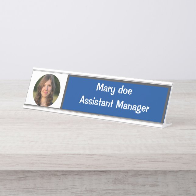 Eleganter Name Teller mit Foto des Mitarbeiters Schreibtischnamensplakette (Vorderseite )