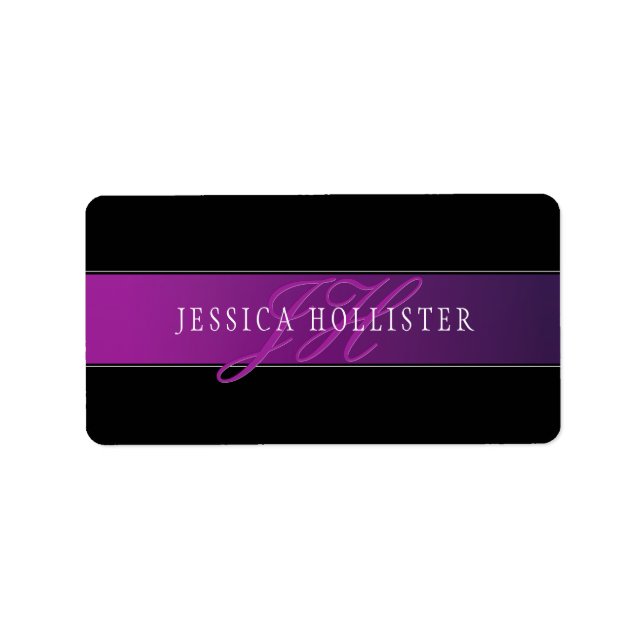 Eleganter Name und Mit Monogramm Initial/s Adressaufkleber (Vorne)