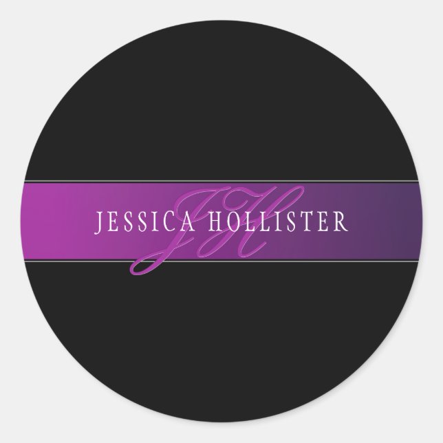 Eleganter Name und Mit Monogramm Initial/s Runder Aufkleber (Vorderseite)