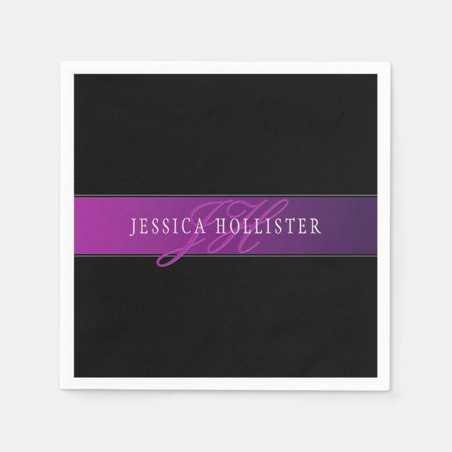 Eleganter Name und Mit Monogramm Initial/s Serviette (Vorderseite)