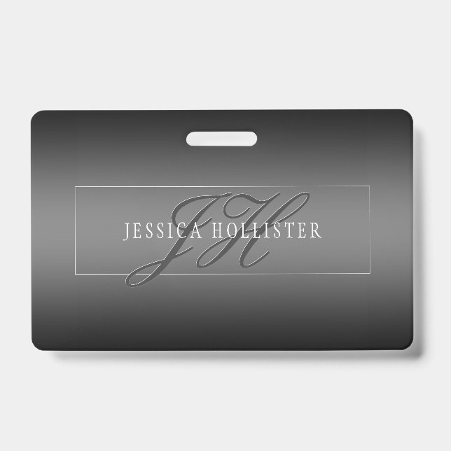 Eleganter Name und Mit Monogramm Initialen | Schwa Ausweis (Vorderseite)