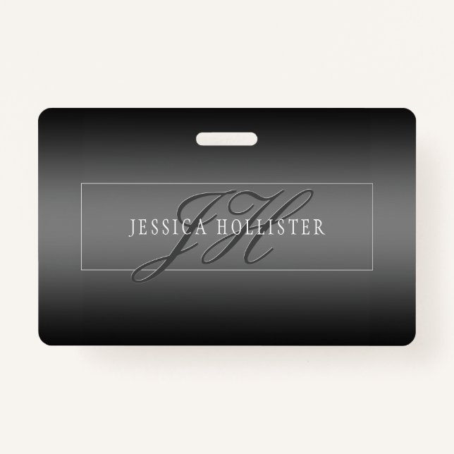 Eleganter Name und Mit Monogramm Initialen | Schwa Ausweis (Vorderseite)