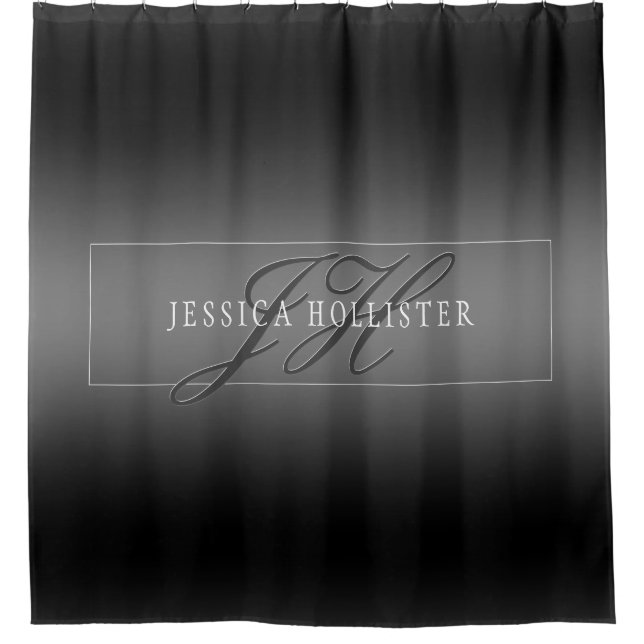 Eleganter Name und Mit Monogramm Initialen | Schwa Duschvorhang (Vorderseite)