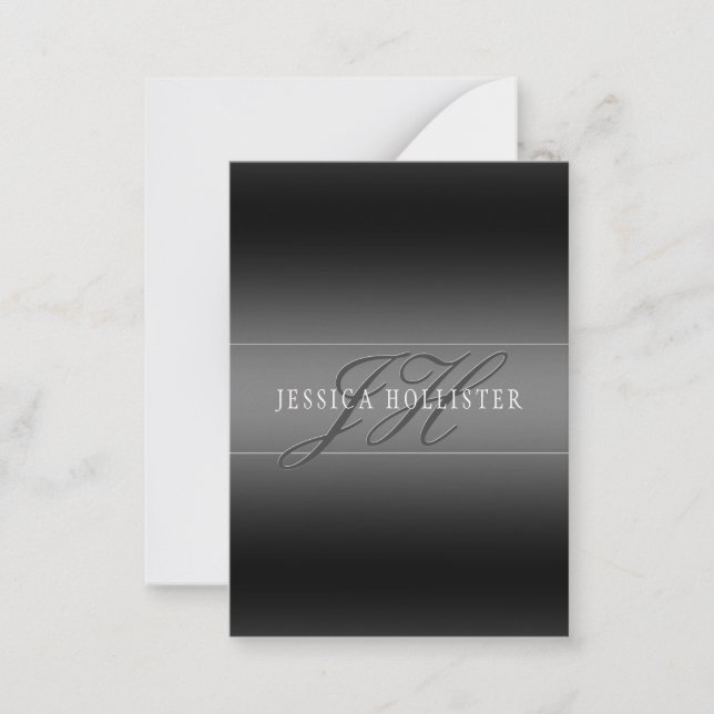 Eleganter Name und Mit Monogramm Initialen | Schwa Mitteilungskarte (Vorderseite)