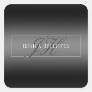 Eleganter Name und Mit Monogramm Initialen   Schwa Quadratischer Aufkleber