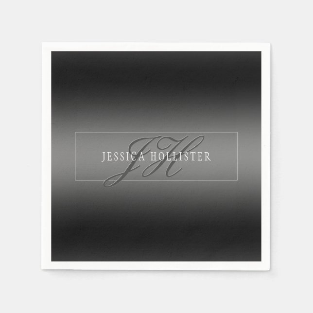 Eleganter Name und Mit Monogramm Initialen | Schwa Serviette (Vorderseite)