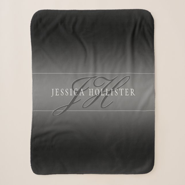 Eleganter Name und Mit Monogramm Initialen | Schwa Sherpadecke (Vorderseite)
