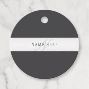 Eleganter Name und Monogramm Dunkel und leicht g Geschenkanhänger