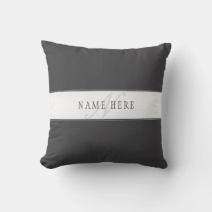 Eleganter Name und Monogramm   Dunkel und leicht g Kissen