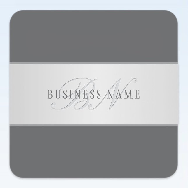 Eleganter Name und Monogrammschrift (oder anderer  Quadratischer Aufkleber (Von Creator hochgeladen)