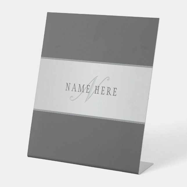 Eleganter Name und Monogrammschrift (oder anderer  Sockelschild (Vorderseite)