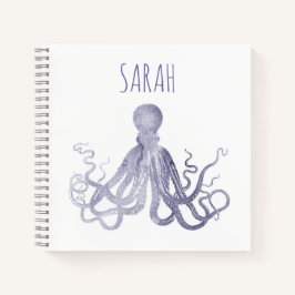 Eleganter Name Wasserfarbe Octopus Notizbuch