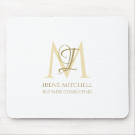 Eleganter Name White Gold Moderne Monogram Mousepad