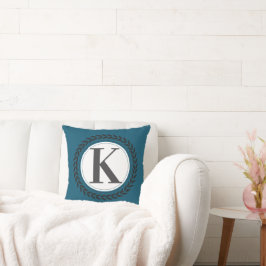 Eleganter Namensinitial-Blau-Monogramm Kissen