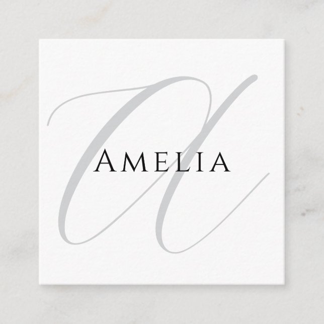 Eleganter Namensmonogramm Anfangsbuchstabe Kalligr Begleitkarte (Vorderseite)
