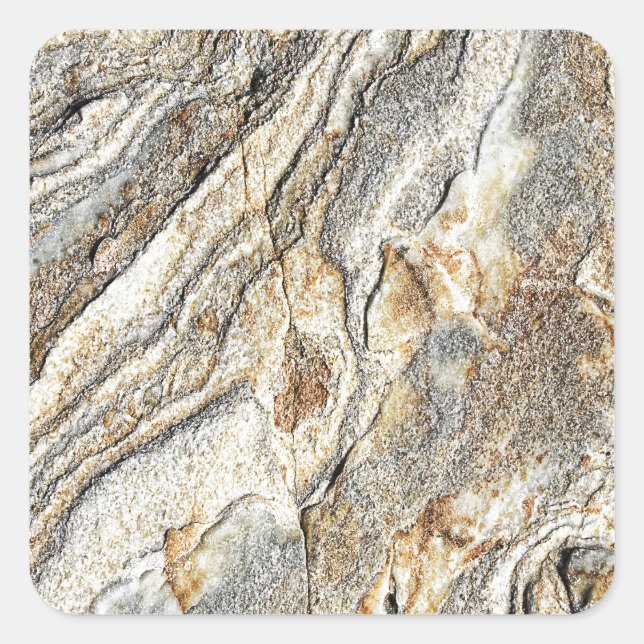 Eleganter Naturstein Quadratischer Aufkleber (Vorderseite)
