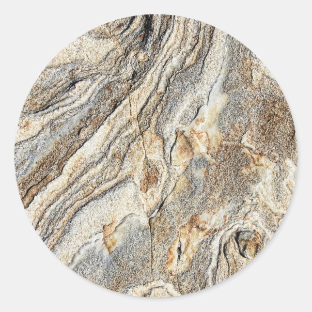 Eleganter Naturstein Runder Aufkleber (Vorderseite)