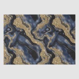 Eleganter Navy Blue & Gold Glitzer Agate Birthday Seidenpapier