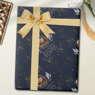Eleganter Navy Gold Herzlichen Glückwunsch Abschlu Geschenkpapier