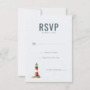 Eleganter Navy Leuchtturm RSVP Karte