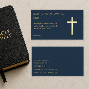 Eleganter Navy- und Gold-Christian-Pastor Visitenkarte