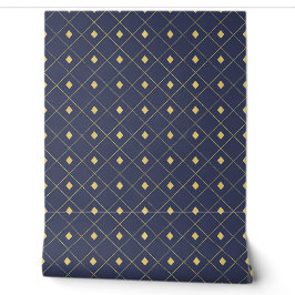 Eleganter Navy und Gold Geometric Diamond Tapete