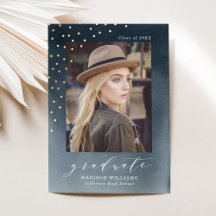 Eleganter Navy Watercolor Foto Abschluss