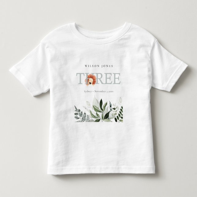 Eleganter Niedlicher Boho Lion Foliage 3. Geburtst Kleinkind T-shirt (Vorderseite)