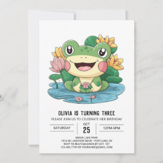 Eleganter Niedlicher Frog Digitaler Geburtstag Einladung