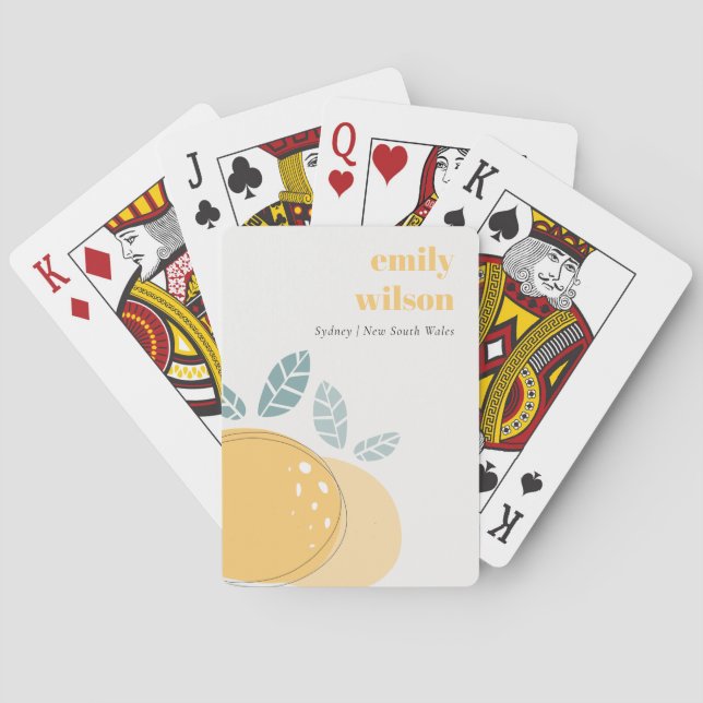 Eleganter Niedlicher Lemon Abstrakt Bold Fruity Ci Spielkarten (Rückseite)