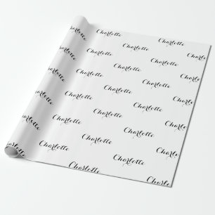Eleganter niedlicher, schwarz-weißer Kalligraphie Geschenkpapier