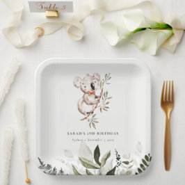 Eleganter Niedlicher Sleepy Koala Foliage jeden Ge Pappteller