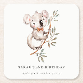 Eleganter Niedlicher Sleepy Koala Foliage jeden Ge Rechteckiger Pappuntersetzer