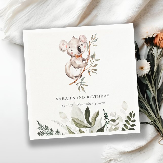 Eleganter Niedlicher Sleepy Koala Foliage jeden Ge Serviette (Von Creator hochgeladen)