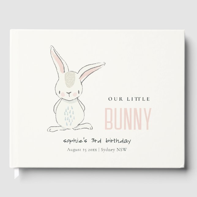 Eleganter Niedlicher, sonniger Rosa Kindergeburtst Gästebuch (Vorderseite)