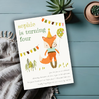 Eleganter Niedlicher Woodland Fun Party Fox Kinder Einladung
