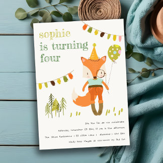 Eleganter Niedlicher Woodland Fun Party Fox Kinder Einladung