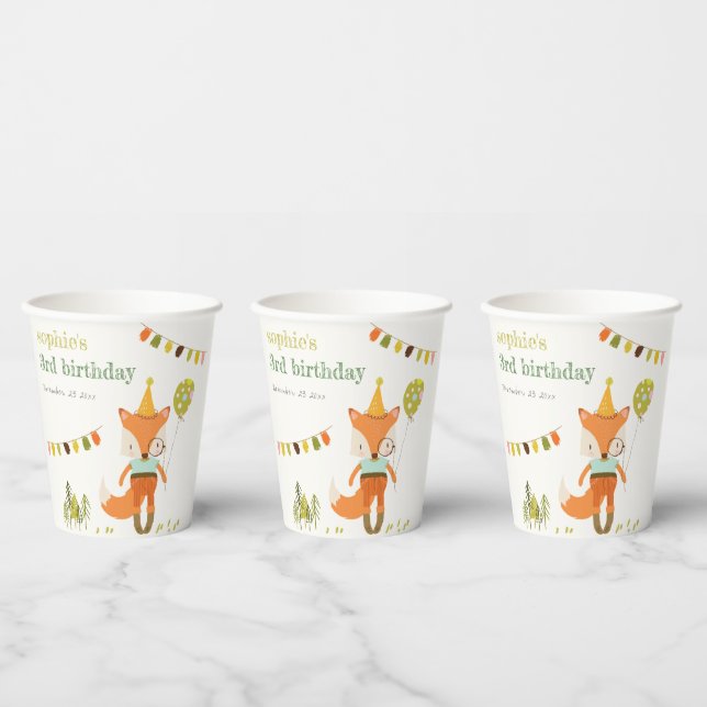 Eleganter Niedlicher Woodland Fun Party Fox Kinder Pappbecher (Multi)
